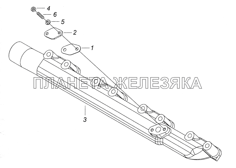 7406.1303100-10 Труба водяная правая КамАЗ-6522 (Euro-2, 3)